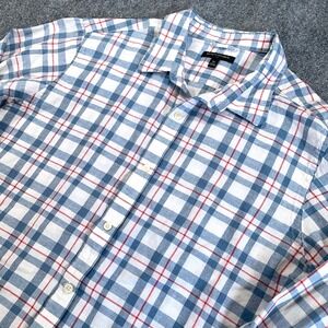 Banana Republic Shirt Mens XL Multi Bold Plaid Linen Long Sleeve Button Down